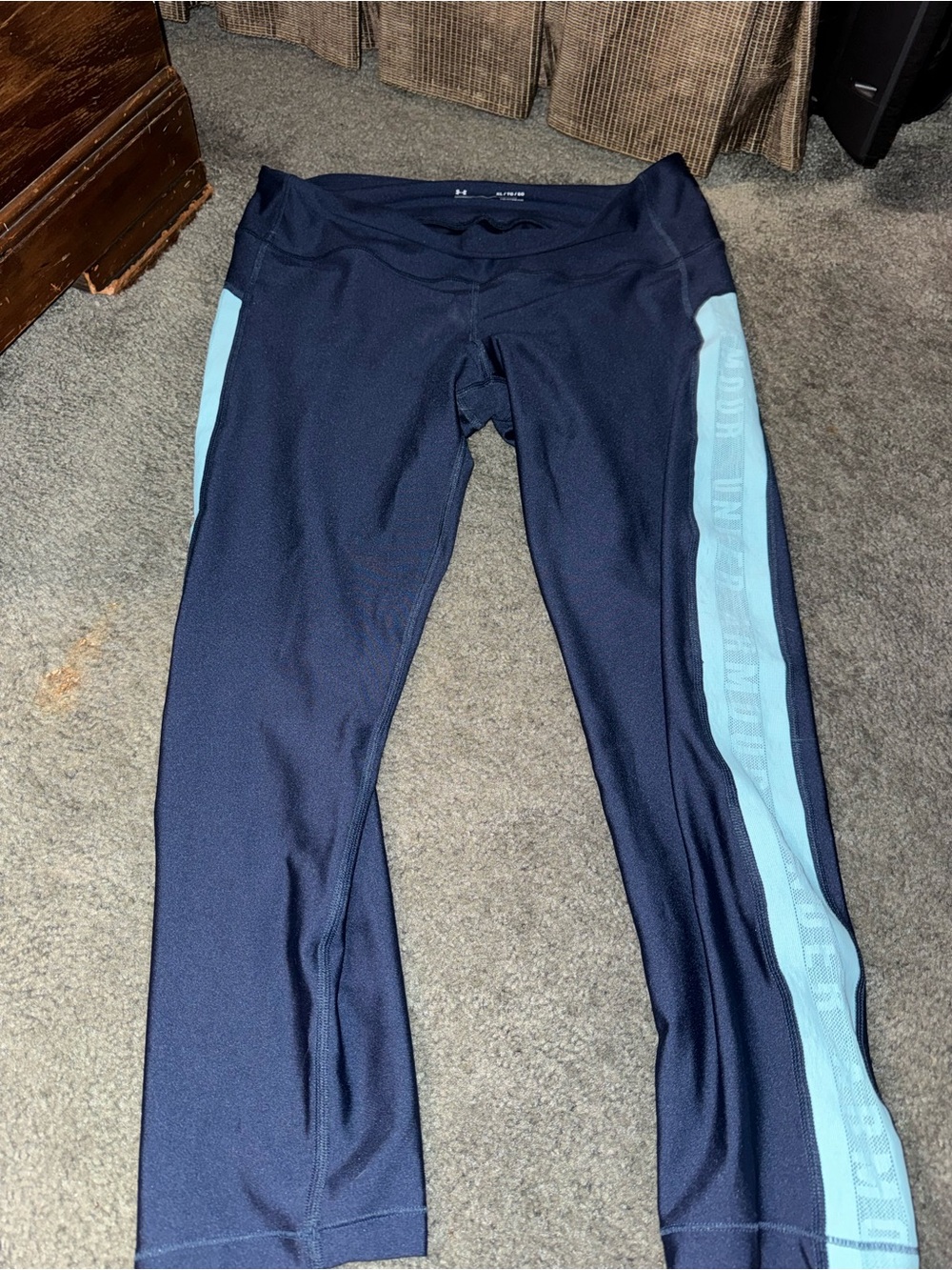 Under Armour Navy Leggings with Light Blue Side Panels